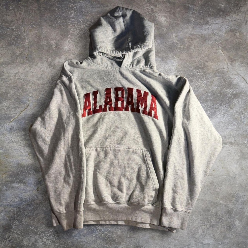 MV Sport Alabama Crimson Tide Hoodie Gray Embroidered Spellout Large Mens